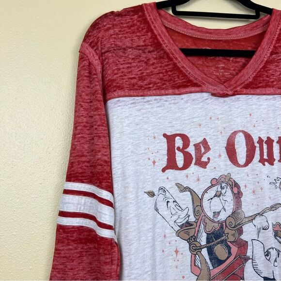 Disney Shirt Sleepshirt Be our Guest Red and White with Graphic Print Size M - Picture 2 of 4